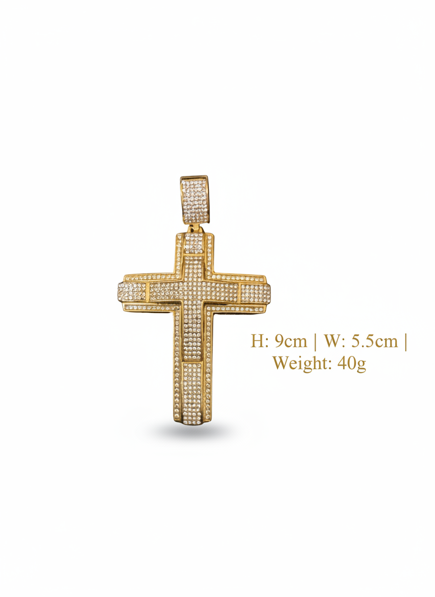 Cross pendant/ gold with black