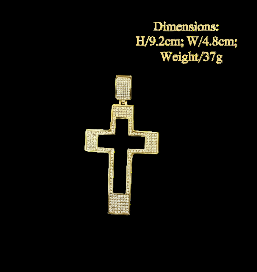 Cross pendant/ gold with black