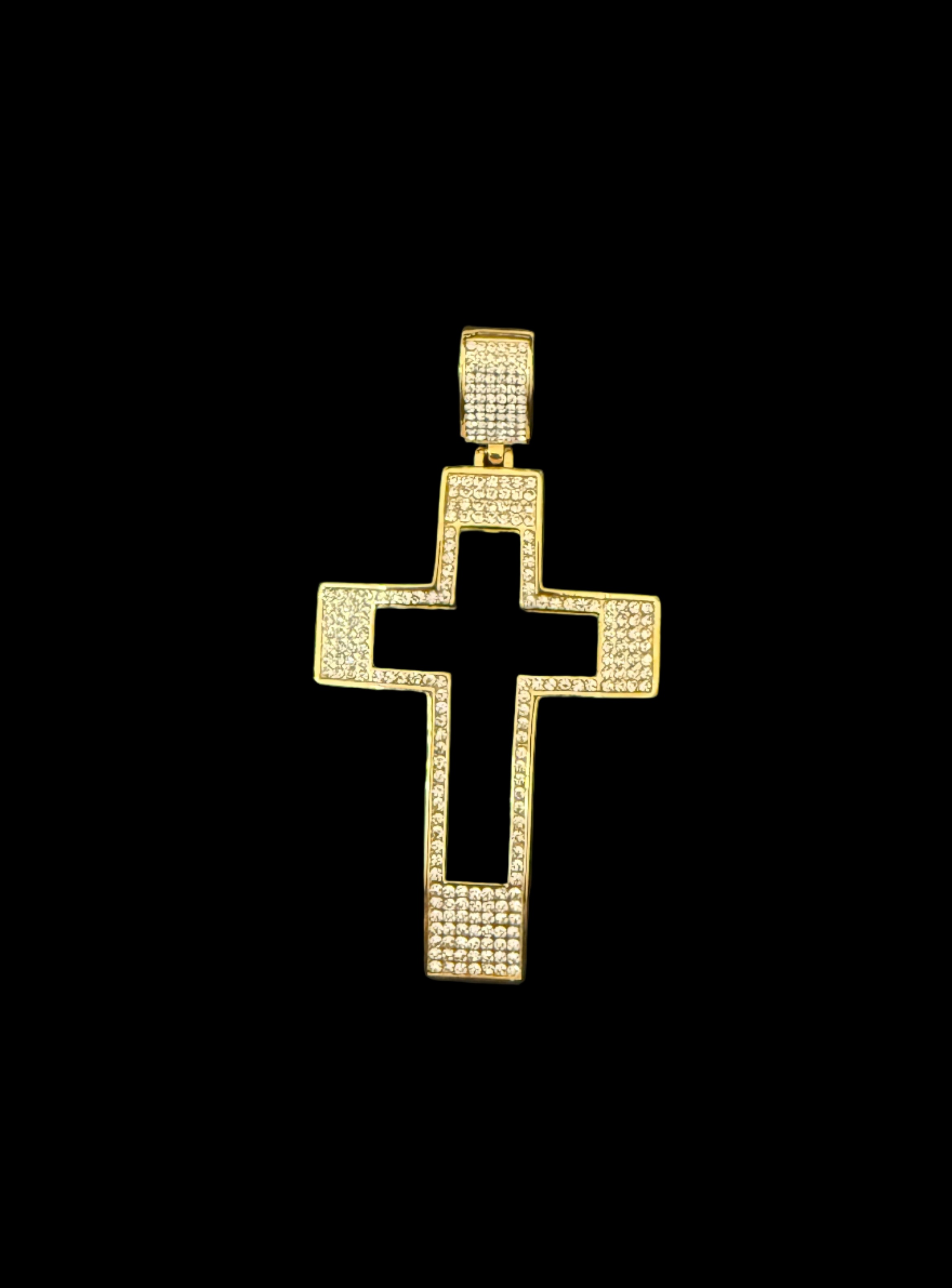 Cross pendant/ gold with black