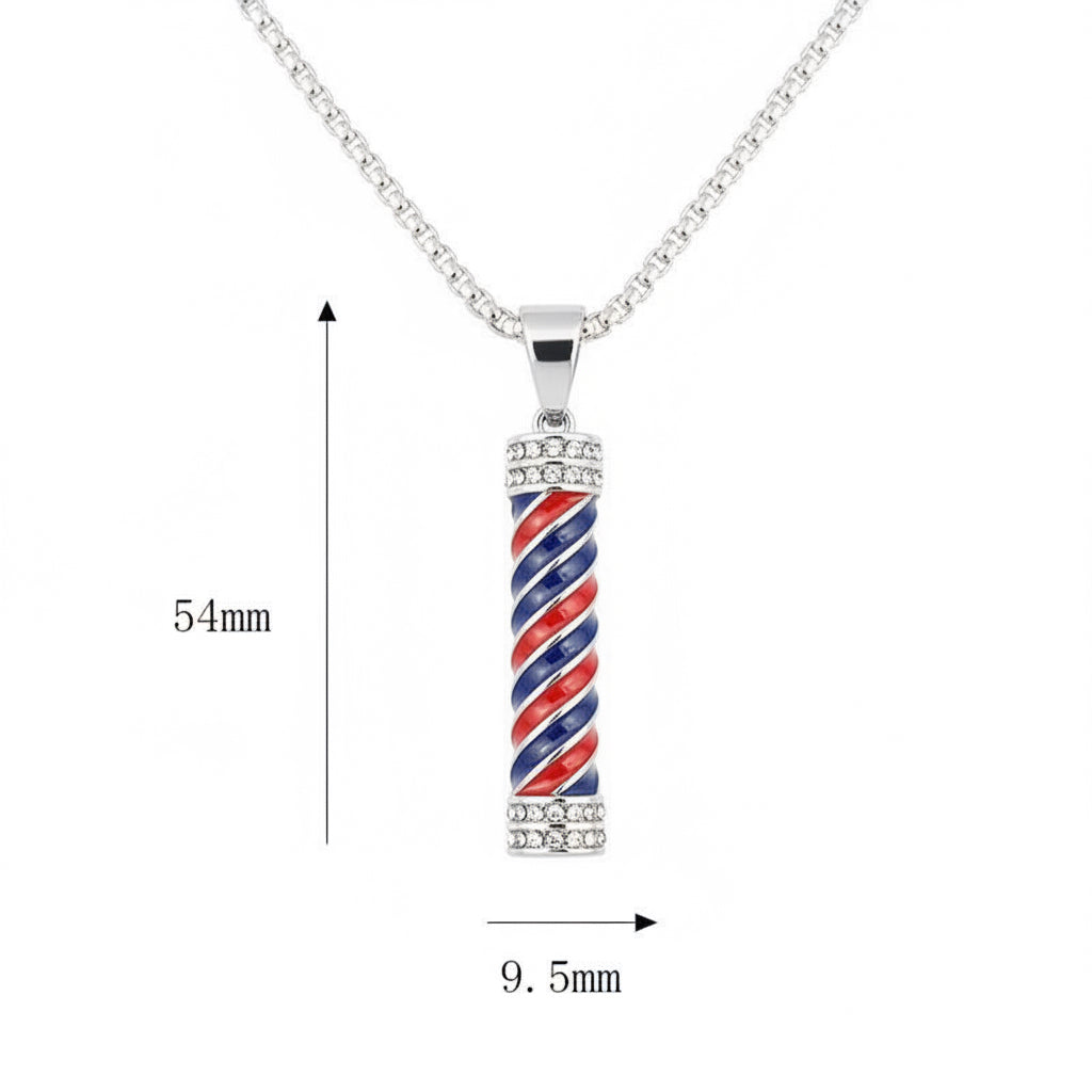 Barber Shop Pole Blue Red Ice Pendant