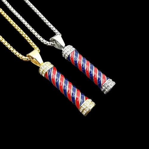 Barber Shop Pole Blue Red Ice Pendant