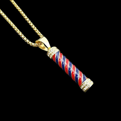 Barber Shop Pole Blue Red Ice Pendant