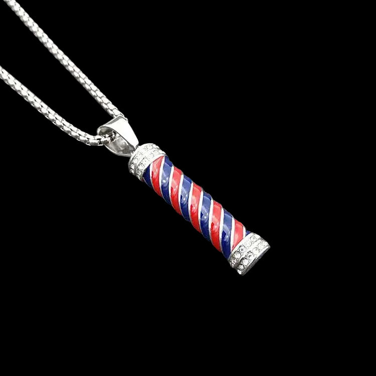 Barber Shop Pole Blue Red Ice Pendant