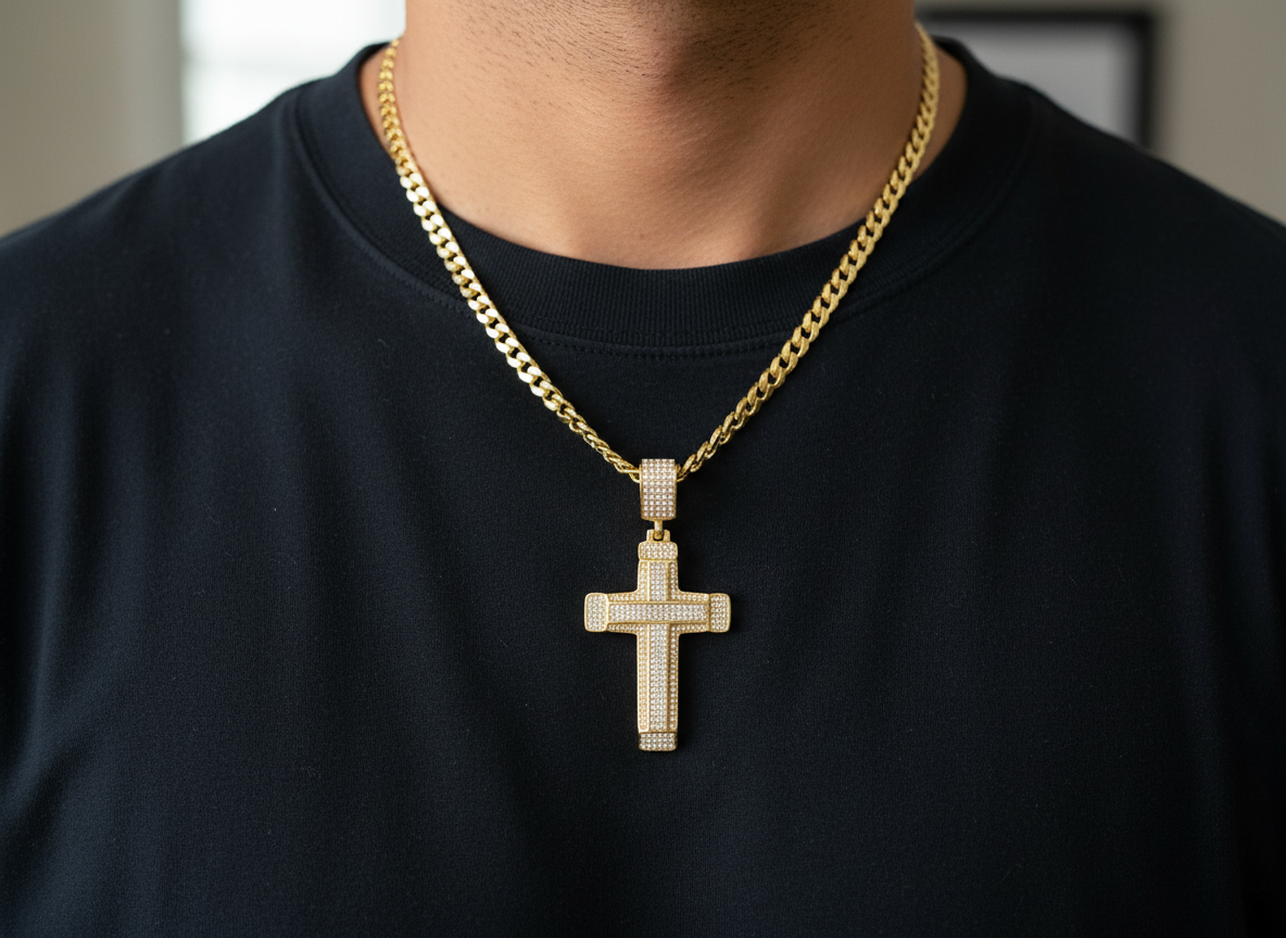 Cross pendant with stones